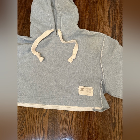 Champion Reverse Weave Natural state cropped hoodie sweatshirt size small - Picture 2 of 4